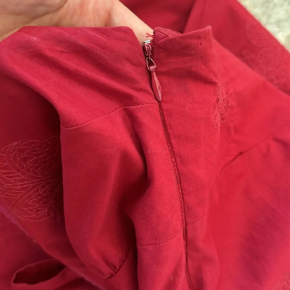 J.Crew Halterneck Embroidered A-line Midi Dress in Wine color Small/Medium - Picture 7 of 13